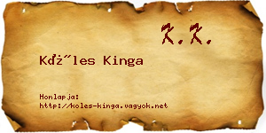 Köles Kinga névjegykártya